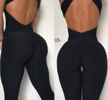 Yoga Jumpsuit Cross Design Backless Tracksuit Full Bodysuit - Clothing Personality