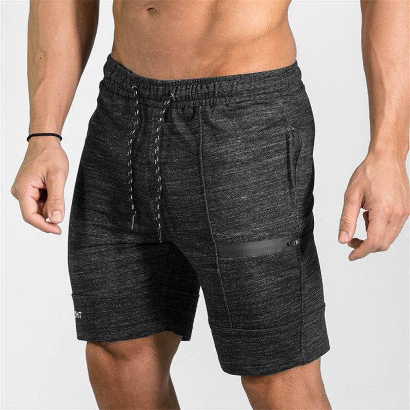 Summer Men's Gyms Shorts Bodybuilding Clothing Men Fitness Zipper Pathwork Workout Cotton Shorts - Clothing Personality