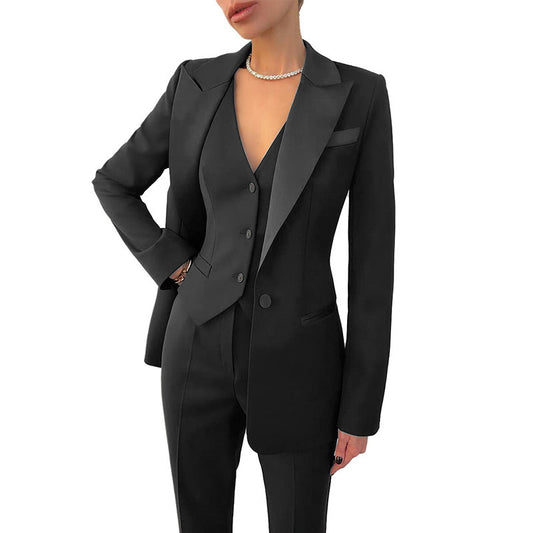 Fashion Casual Women's Three-piece Dress Suit Blazer Vest Pants Suit - Clothing Personality