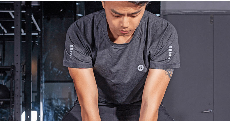 Sports Suit Fitness Activewear Wear Gray T-shirt Gym Round Neck Short Sleeve Tshirt Shirt Training Layering Men
