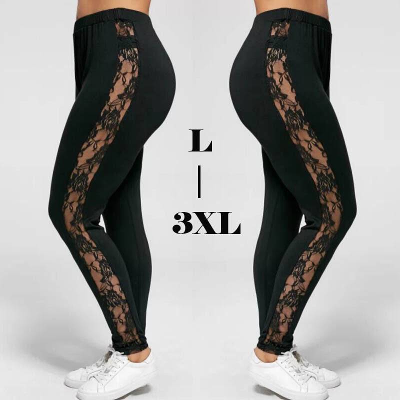 Plus Size Sexy Women Holllow Out Lace Leggings - Clothing Personality