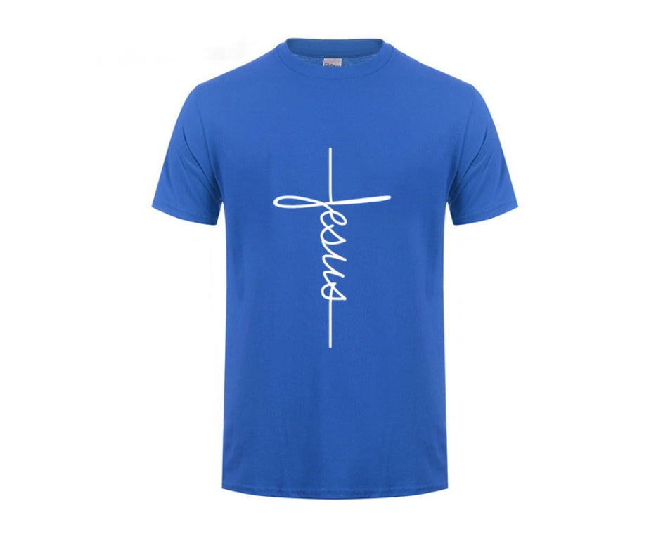 Jesus Cross T-shirts Men, Women, Europe, English, Digital Letters, Street Short Sleeve, Alien, WISH Amazon - Clothing Personality
