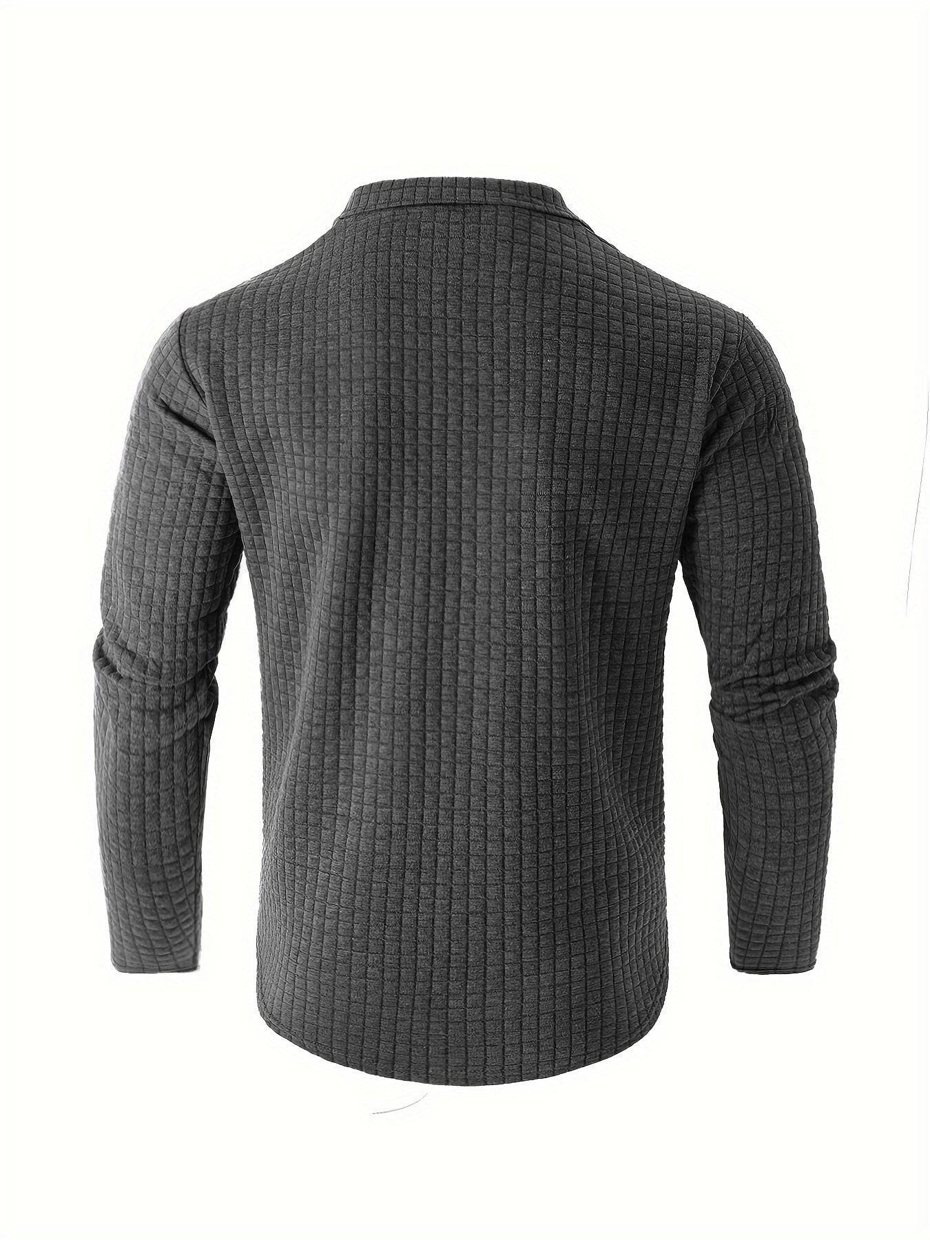 Men's Outdoor Waffle Pattern Stand Collar Half Zip Training T-shirt Waffle Sports Bottoming Shirt - Clothing Personality