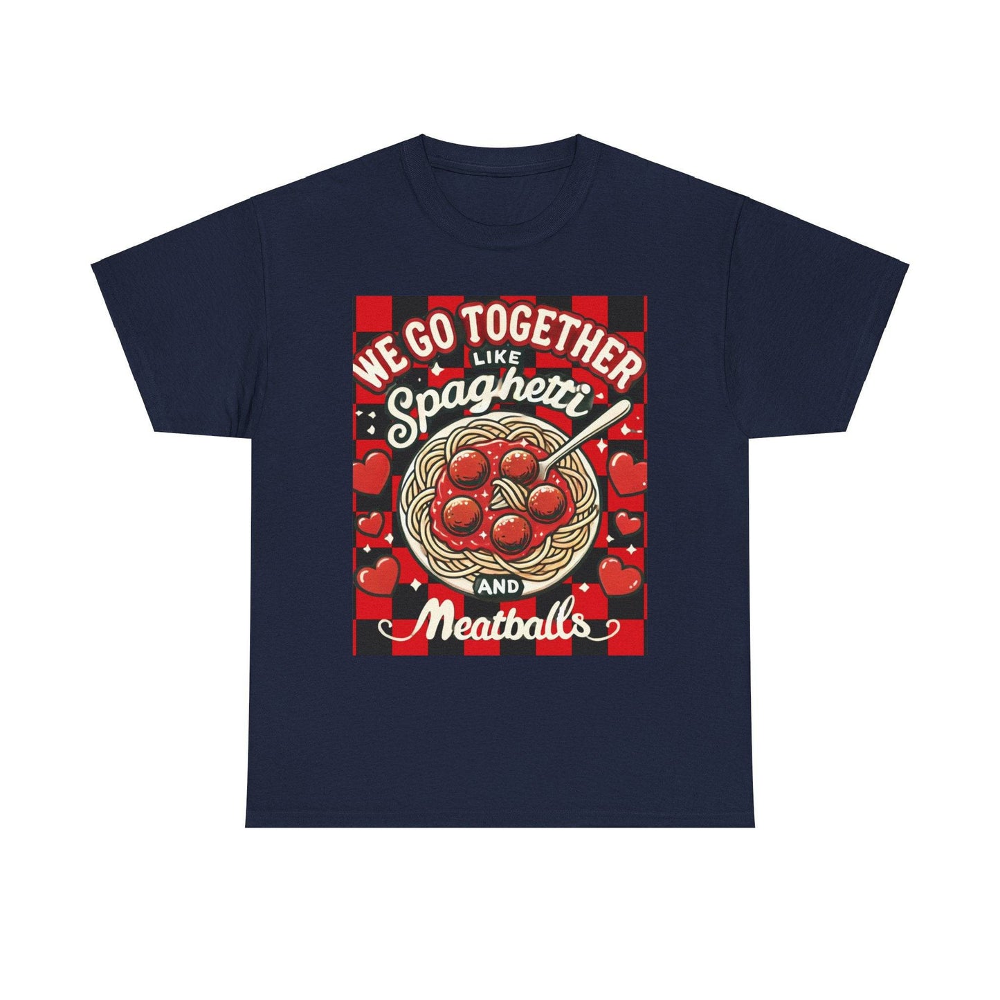 Perfect Pair: Spaghetti and Meatballs Graphic Tee - Cute Foodie T-Shirt for Couples - Clothing Personality