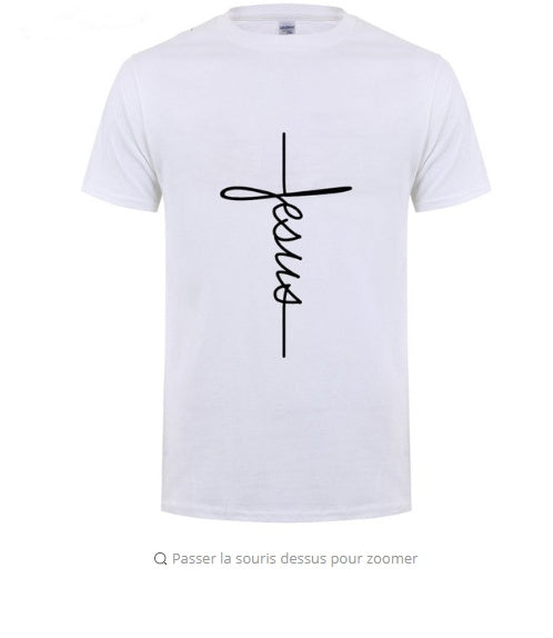 Jesus Cross T-shirts Men, Women, Europe, English, Digital Letters, Street Short Sleeve, Alien, WISH Amazon - Clothing Personality