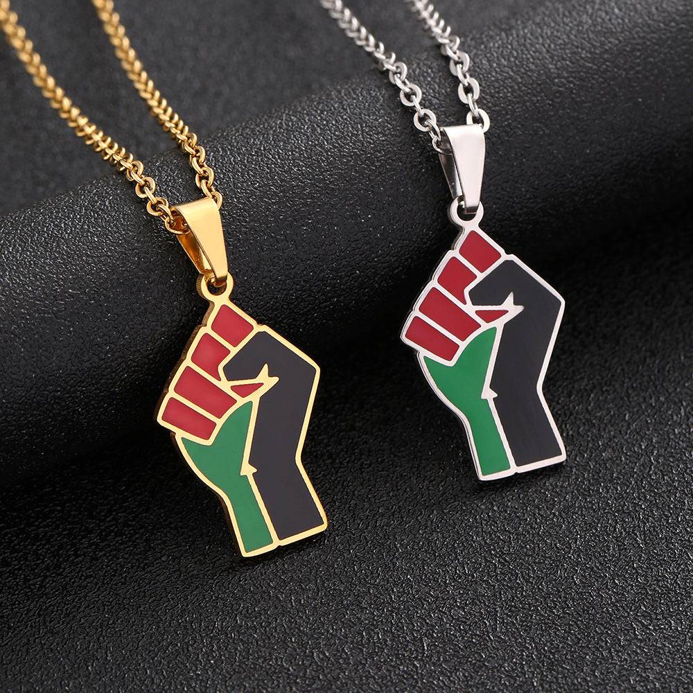 African Fist Symbol Titanium Steel Pendant Necklace - Clothing Personality