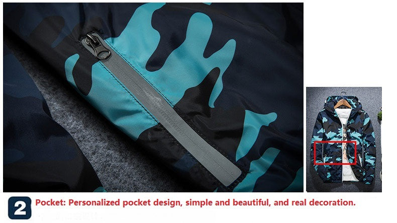 Men Jacket Fashion Spring Men Brand Camouflage Jackets Casual Mens Coat Men's Hooded Luminous Zipper Coats