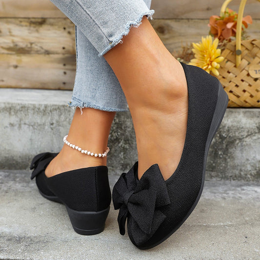 New Bowknot Flats Shoes Fashion Casual Round Toe Slip-on Shoes Loafers For Women - Clothing Personality