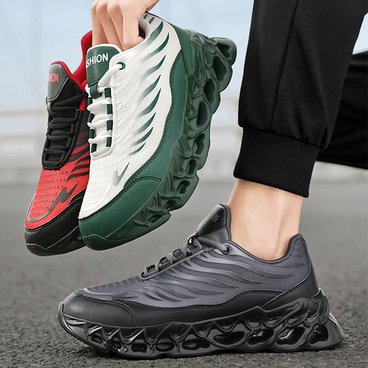 Men's Lace-up Sneakers Thick-soled Daddy Vulcanized Shoes Outdoor Running Sports Casual Shoes - Clothing Personality