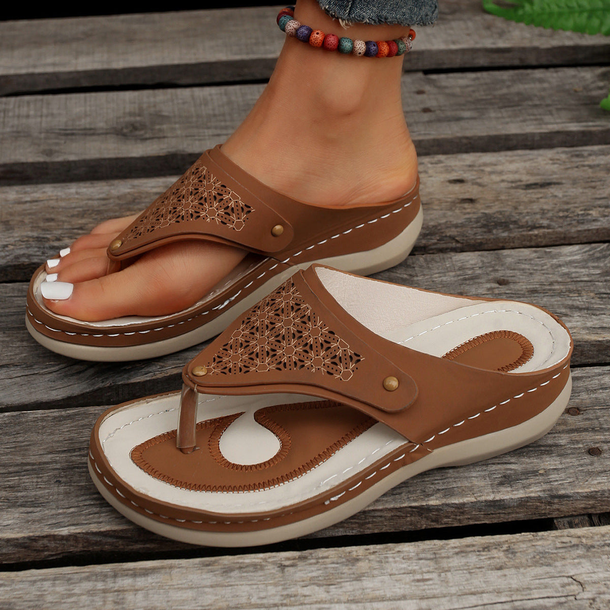 Clip Toe Hollowed Out Women's Sandals Casual Large Size Wedges - Clothing Personality
