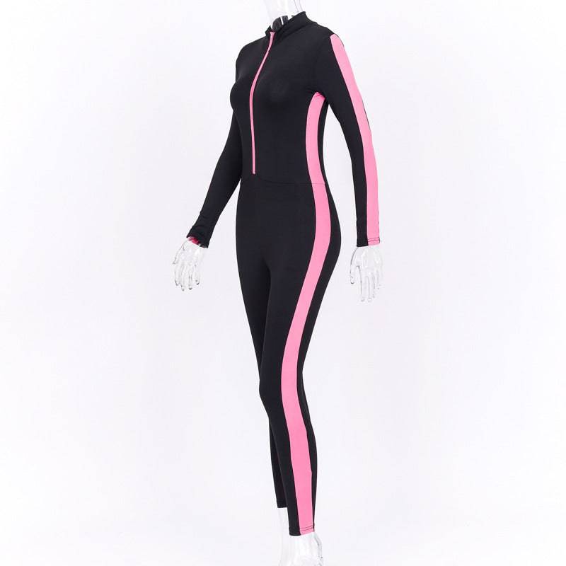 Zipper stitching yoga sports jumpsuit - Clothing Personality