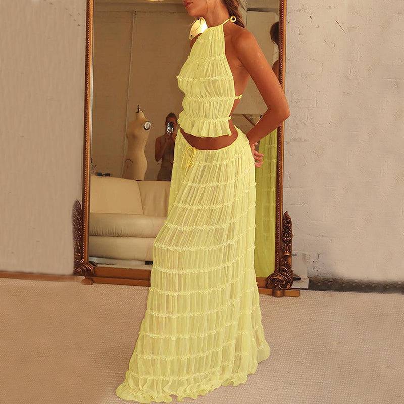 2-Piece Swing Skirt Outfit - Boho Chic - Sheer Outfit - Clothing Personality
