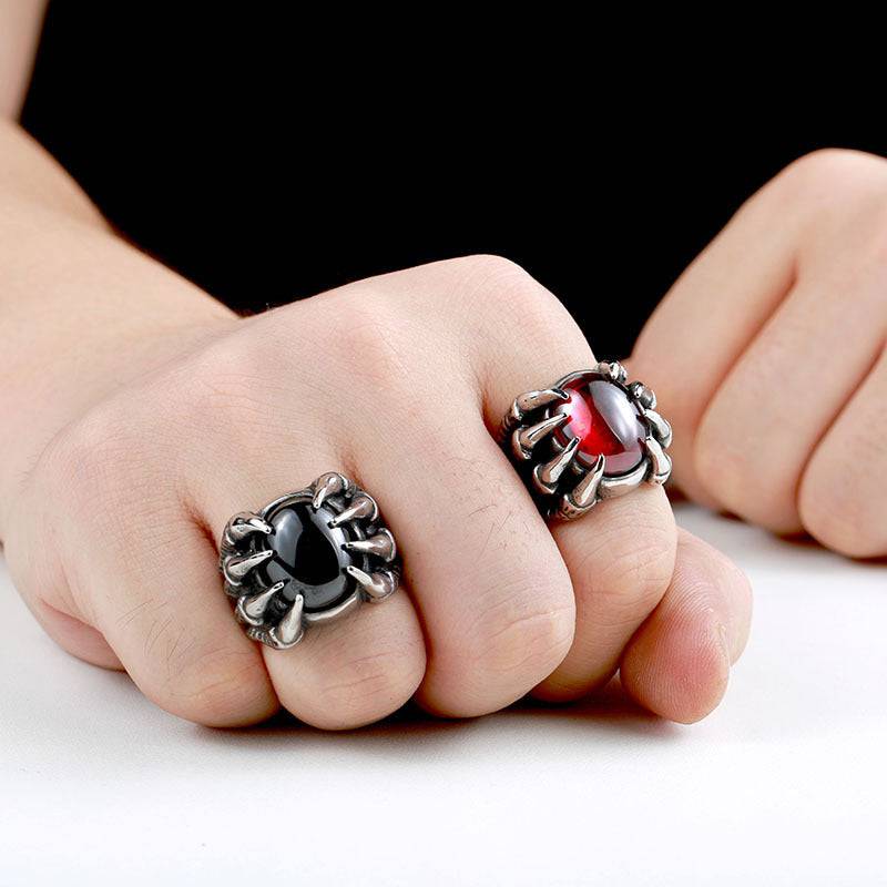 Men's Vintage Personality Titanium Steel Inlaid Zircon Ring - Clothing Personality