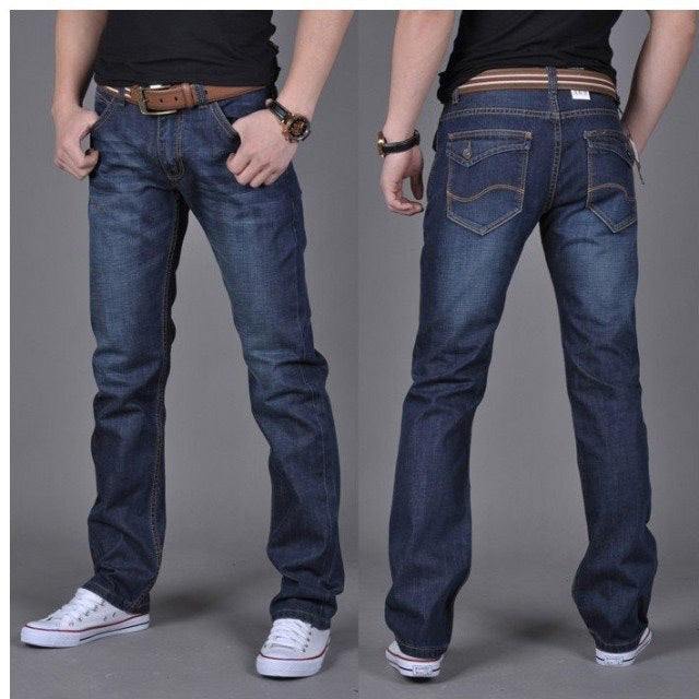 Men's Denim Long Pants Trendy Men's Denim Straight-Leg Pants - Clothing Personality