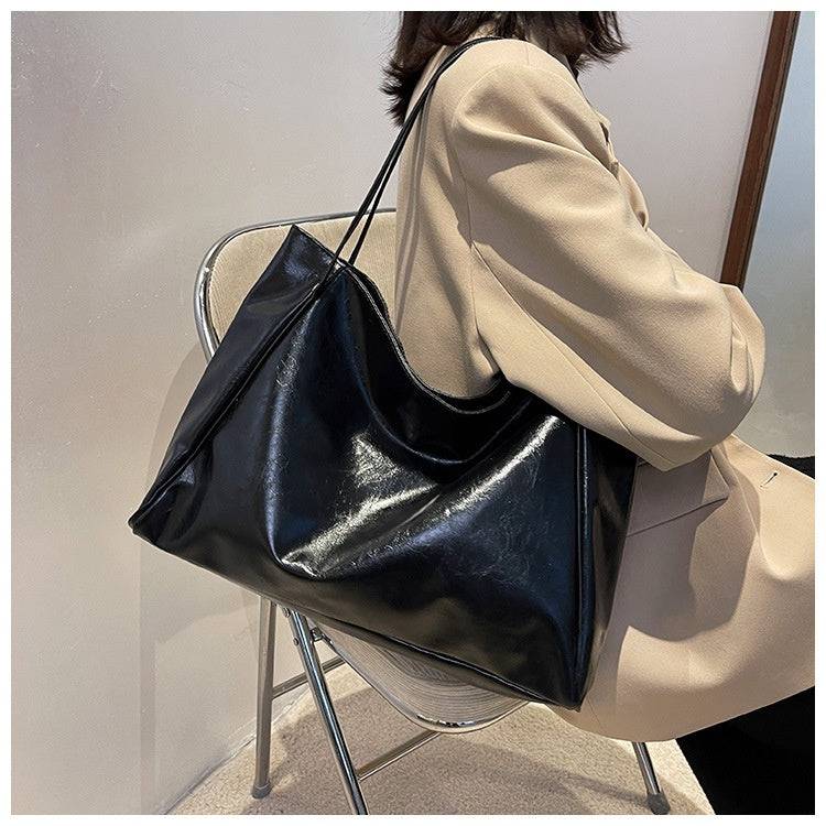 Vintage Women's Tote Bag Athletic Casual Fashion Large Capacity Leather Shoulder Bag Shopper Harajuku Simple Handbag - Clothing Personality