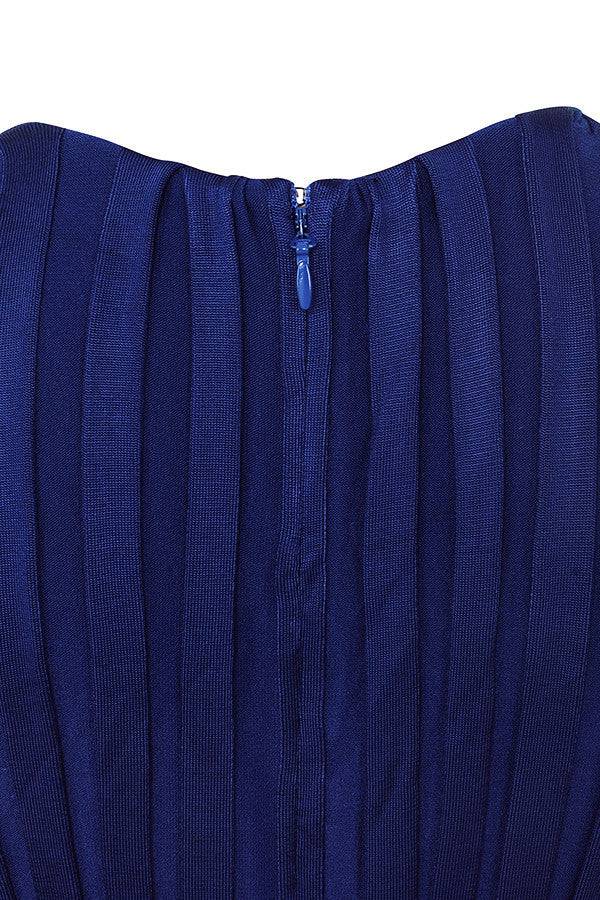 Women's Plunging Neckline Sexy Long Sleeve Blue Dual Tone Striped Bandage Pants Jumpsuit - Clothing Personality