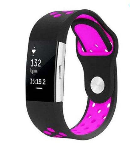 Fitbit Strap Charge2 Monochrome Round Hole Silicone Strap - Clothing Personality