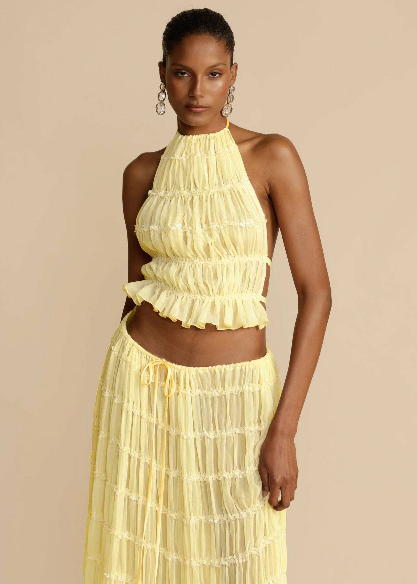 2-Piece Swing Skirt Outfit - Boho Chic - Sheer Outfit - Clothing Personality