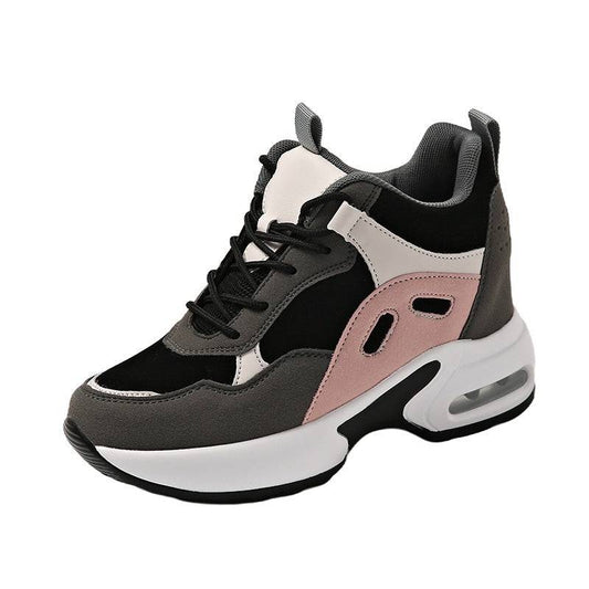 Casual Leather Plus Size Hidden Heel Platform Sneaker - Clothing Personality