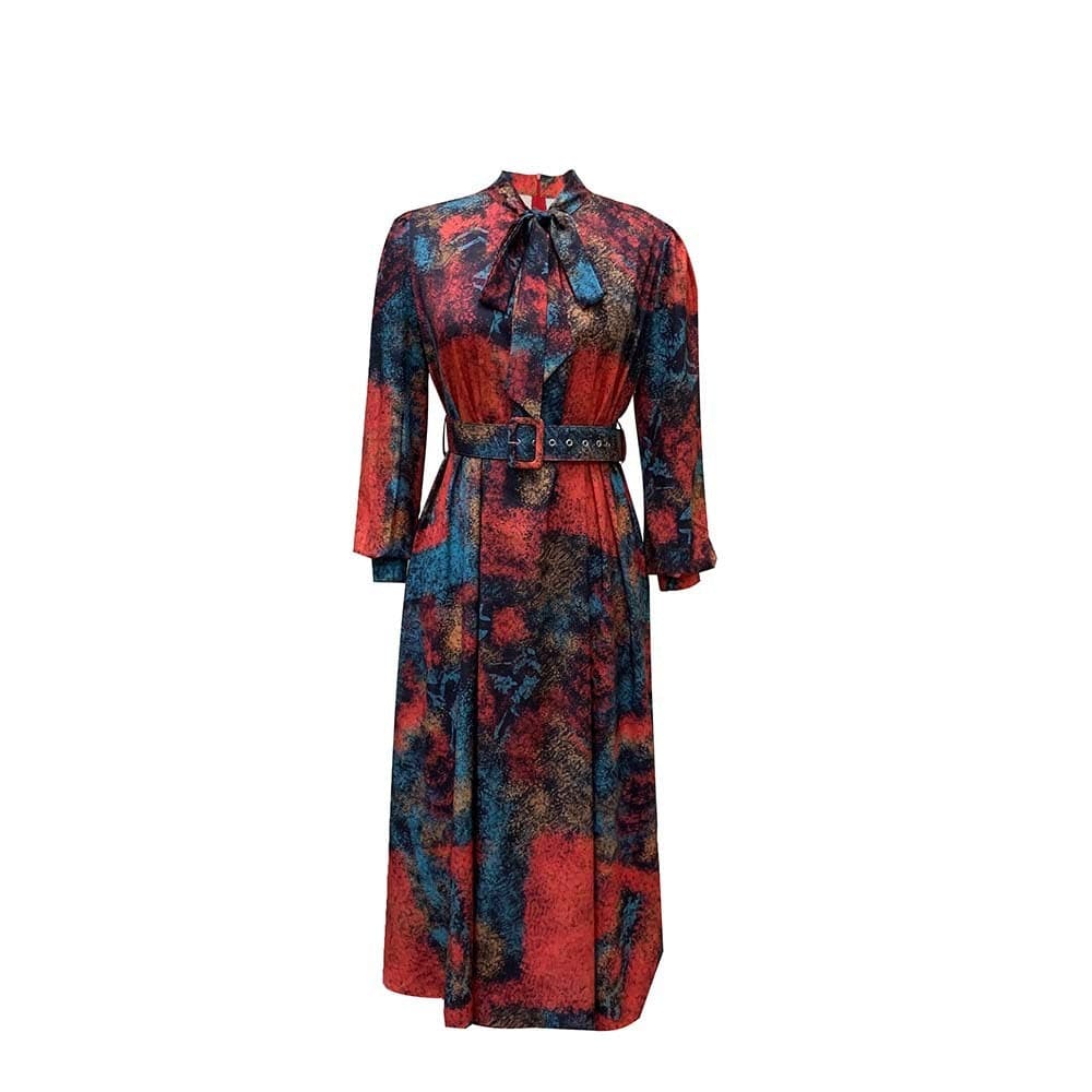 Women's Long Sleeve Skirt High Waist Print Plus Size Banquet Dress - Clothing Personality