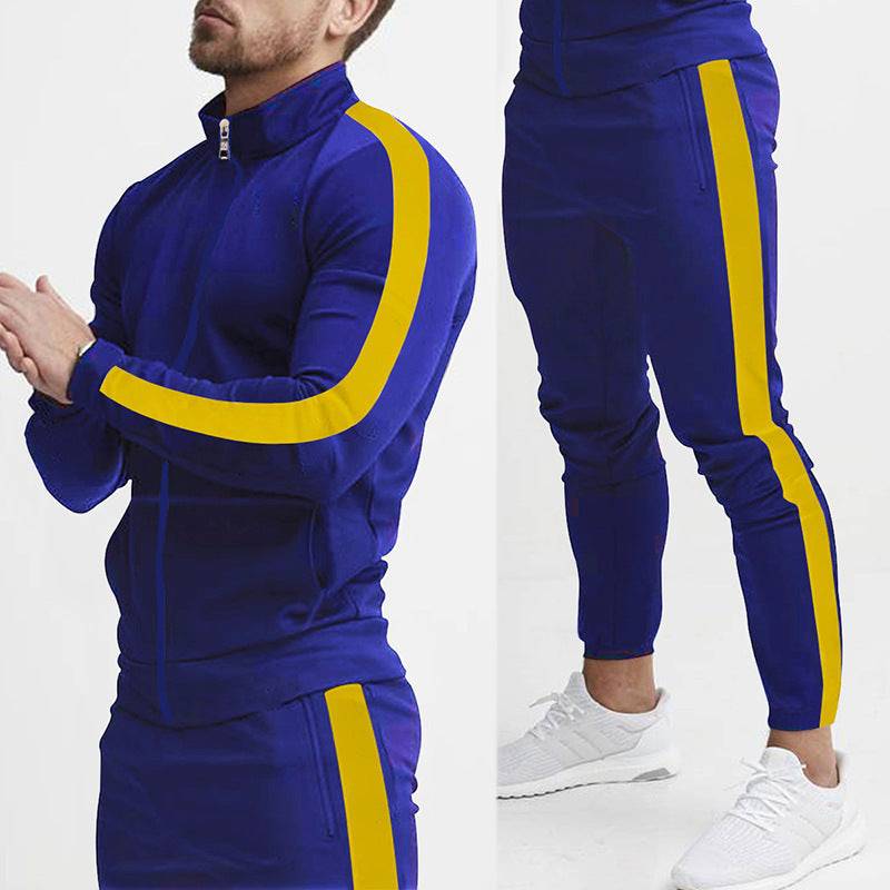 Men's Fashion Personalized Color Matching Hooded Sports Suit - Clothing Personality