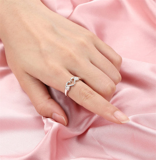 Romantic Heart Hand Hug Fashion Ring For Women Couple Jewelry Silver Color Punk Gesture Wedding Men Finger Accessories Gifts - Clothing Personality