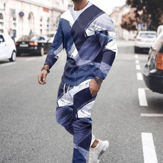 3d Digital Printing Crew Neck Sweater Sports Trousers Suit - Clothing Personality