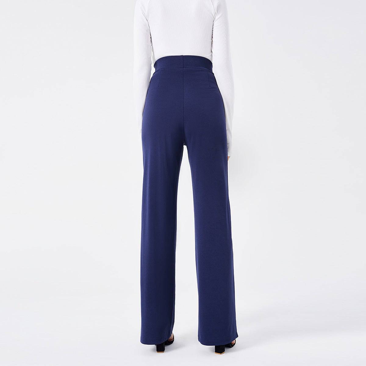 Solid Color Casual Pants Slim, High-waisted Bell Bottoms - Clothing Personality