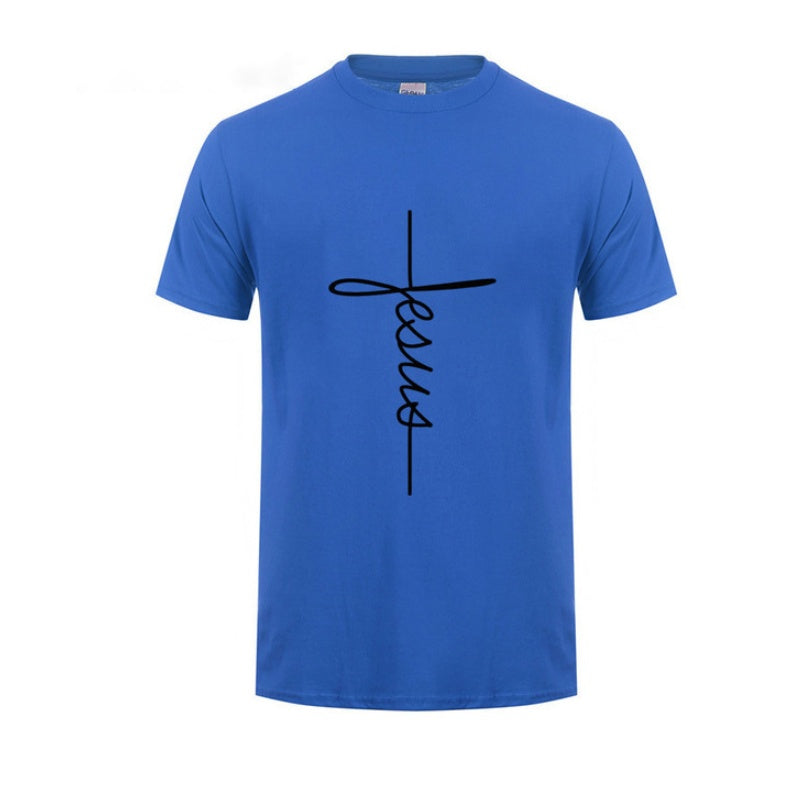 Jesus Cross T-shirts Men, Women, Europe, English, Digital Letters, Street Short Sleeve, Alien, WISH Amazon - Clothing Personality
