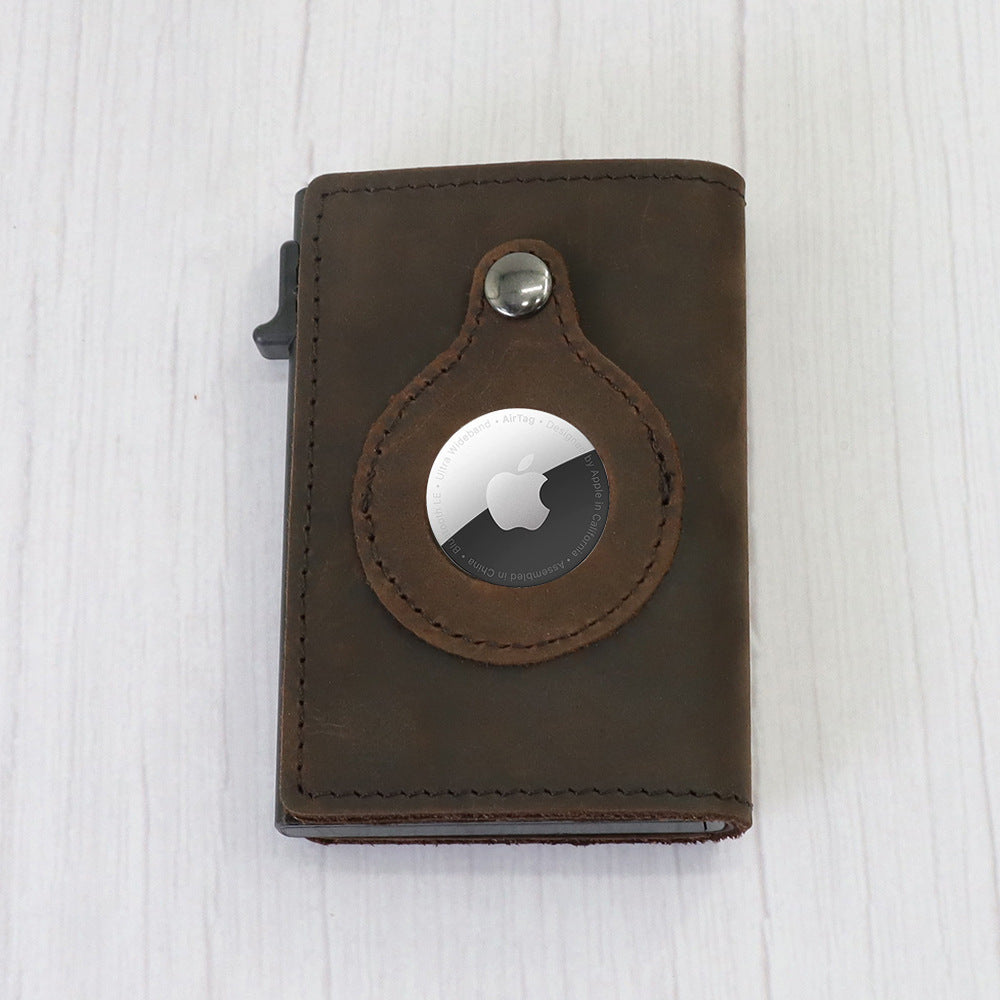 Minimalist Wallets For Men, Premium Genuine Leather Credit Card Holder For AirTag With Slim Wallet RFID Technology - Clothing Personality