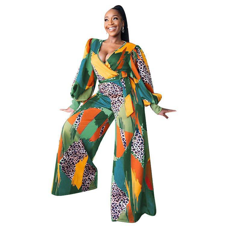 Women''s Wear Autumn And Winter Fashion Printed Jumpsuit - Clothing Personality