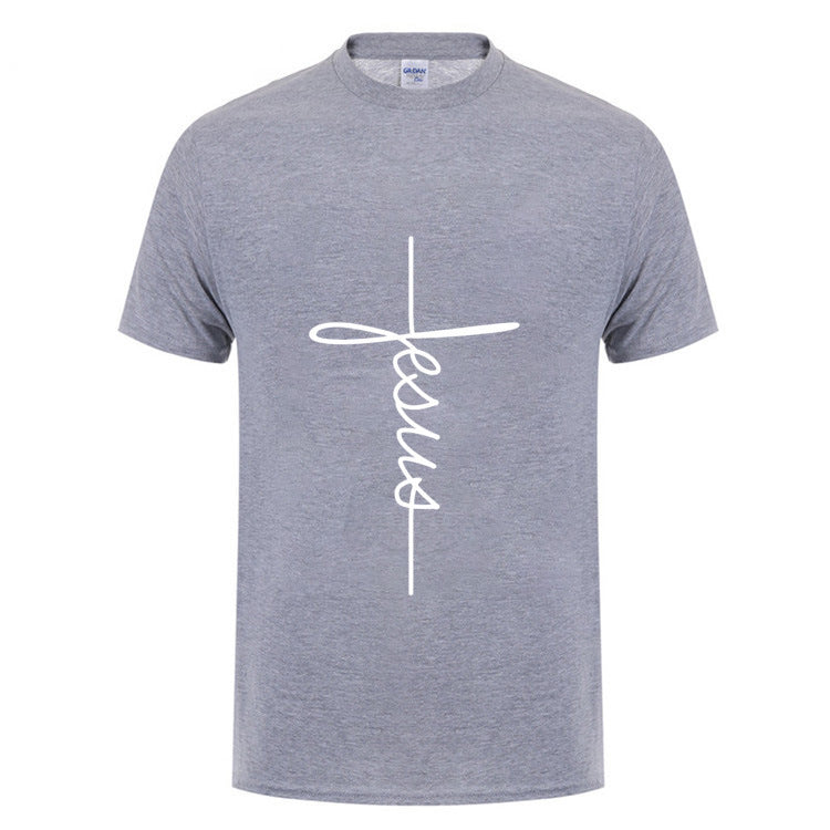 Jesus Cross T-shirts Men, Women, Europe, English, Digital Letters, Street Short Sleeve, Alien, WISH Amazon - Clothing Personality