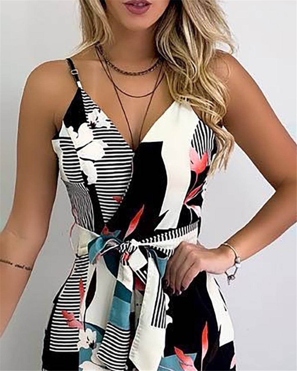 Women's Sphagetti Strap Empire Waist Wide-Leg Jumpsuit - Clothing Personality