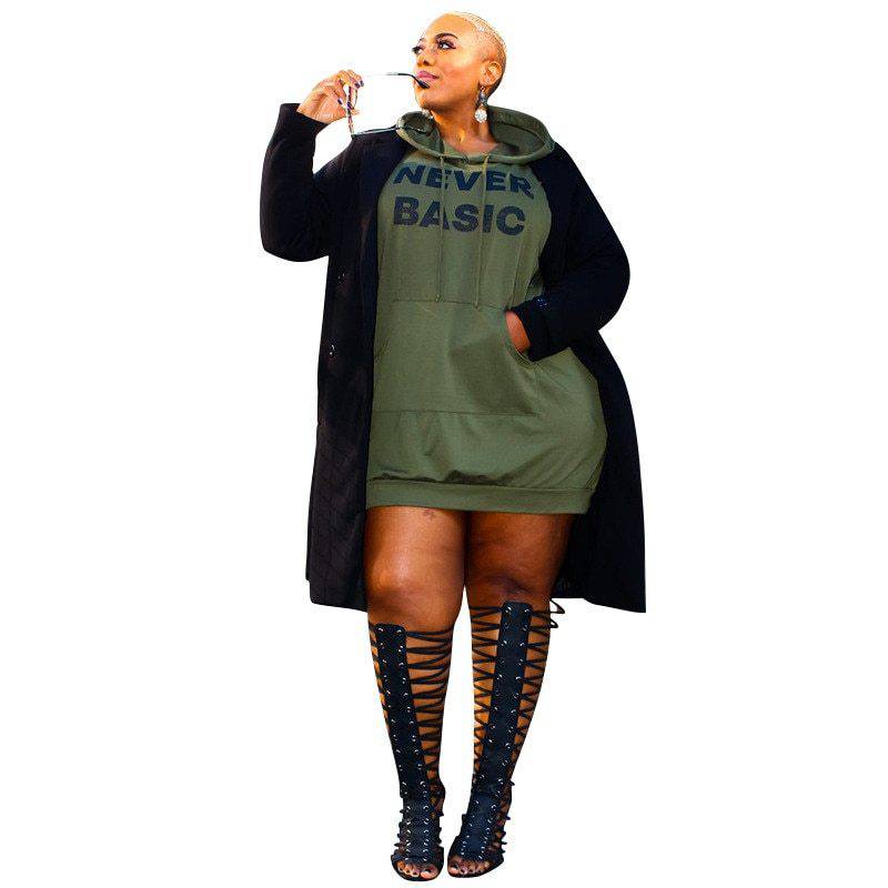 Simple Fashion Plus Size Ladies Sweater Dress - Clothing Personality