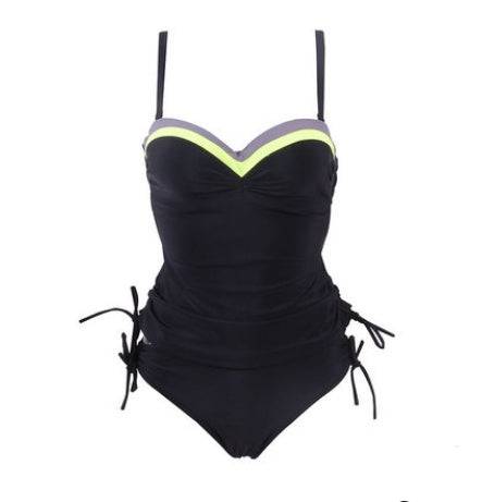 2021European Split Tankini Tankini Europe And The United States New Solid Color Striped Swimwear One-piece Ladies Swimwear - Clothing Personality