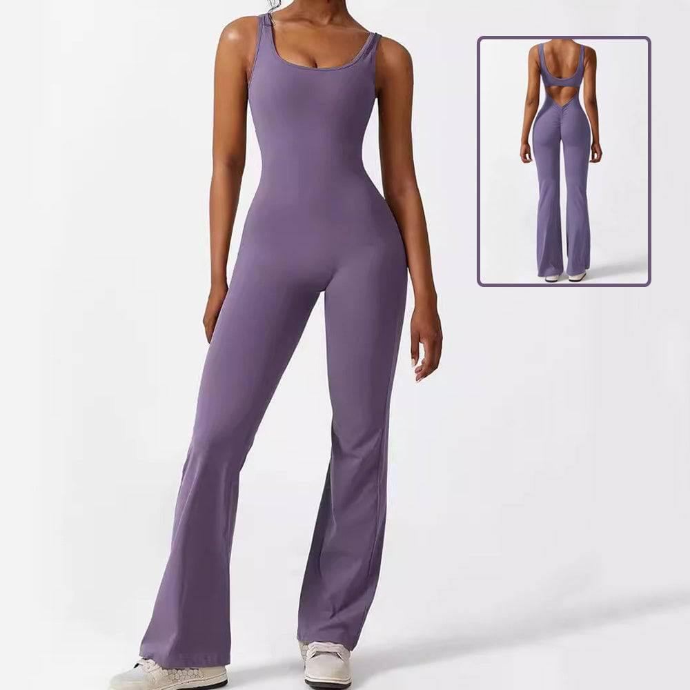 Women Sleeveless Flare Jumpsuits Fitness Yoga Long Pants - Clothing Personality