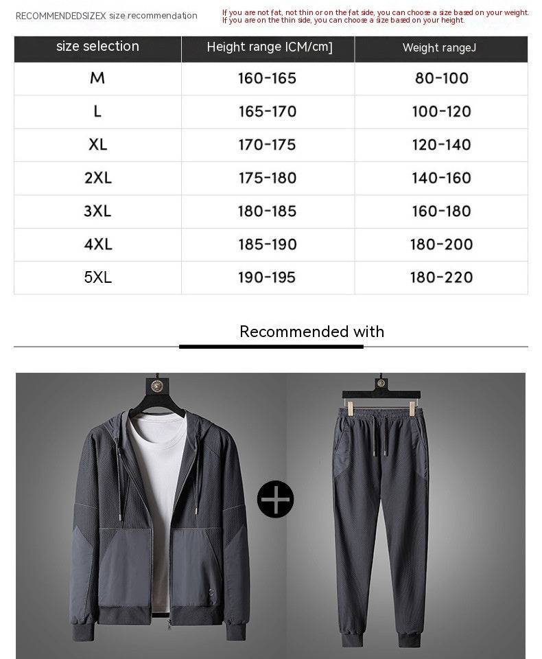 Sports And Leisure Suit Men's Stretch Slim-fit Hood Fashion Two-piece Suit - Clothing Personality