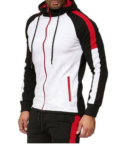 Colorblock sweater cardigan hooded casual jacket - Clothing Personality