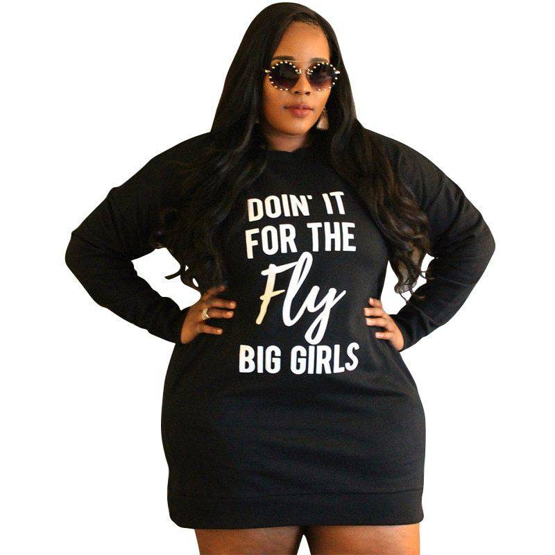 Simple Fashion Plus Size Ladies Sweater Dress - Clothing Personality