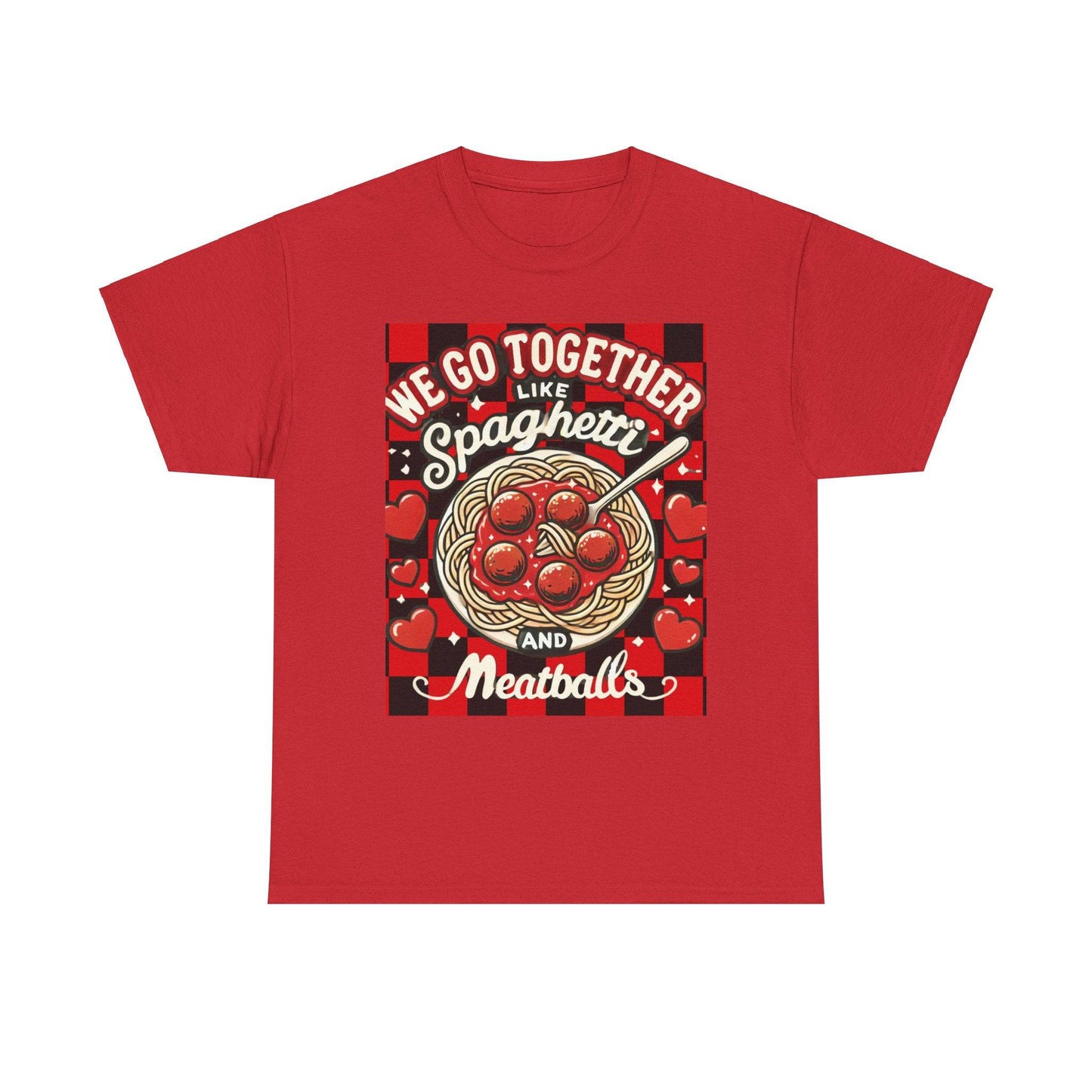 Perfect Pair: Spaghetti and Meatballs Graphic Tee - Cute Foodie T-Shirt for Couples - Clothing Personality