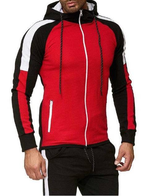 Colorblock sweater cardigan hooded casual jacket - Clothing Personality