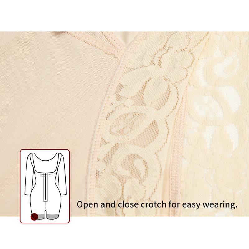Plus-size Breasted Shapebody Onesie High Waist Long Sleeve Shorts - Clothing Personality