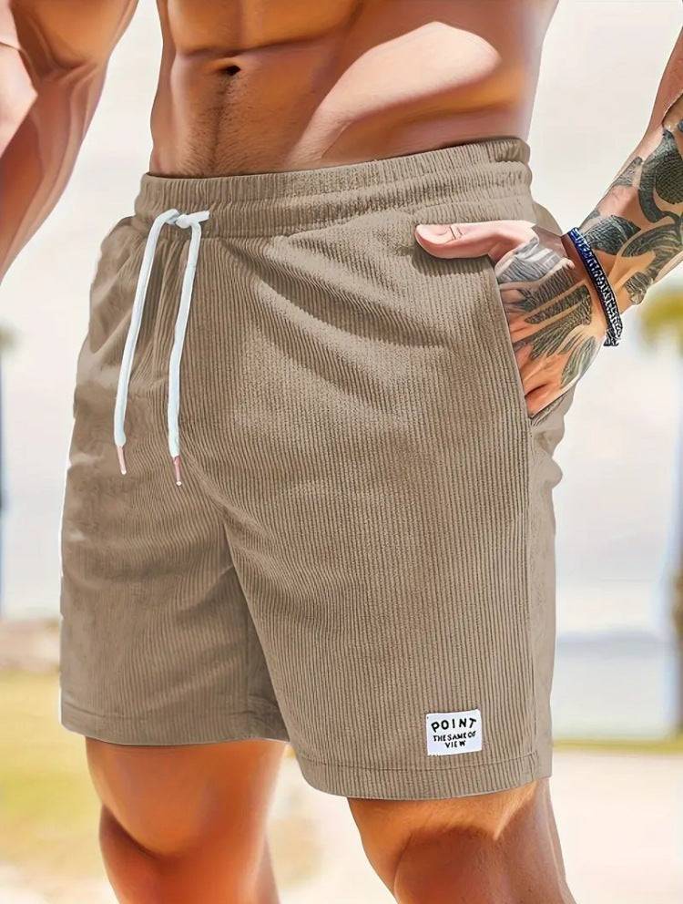 Lace-up Drawstring Shorts Summer Corduroy Sports Short Pants Mens Clothing - Clothing Personality
