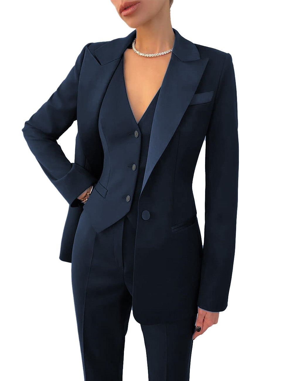 Fashion Casual Women's Three-piece Dress Suit Blazer Vest Pants Suit - Clothing Personality