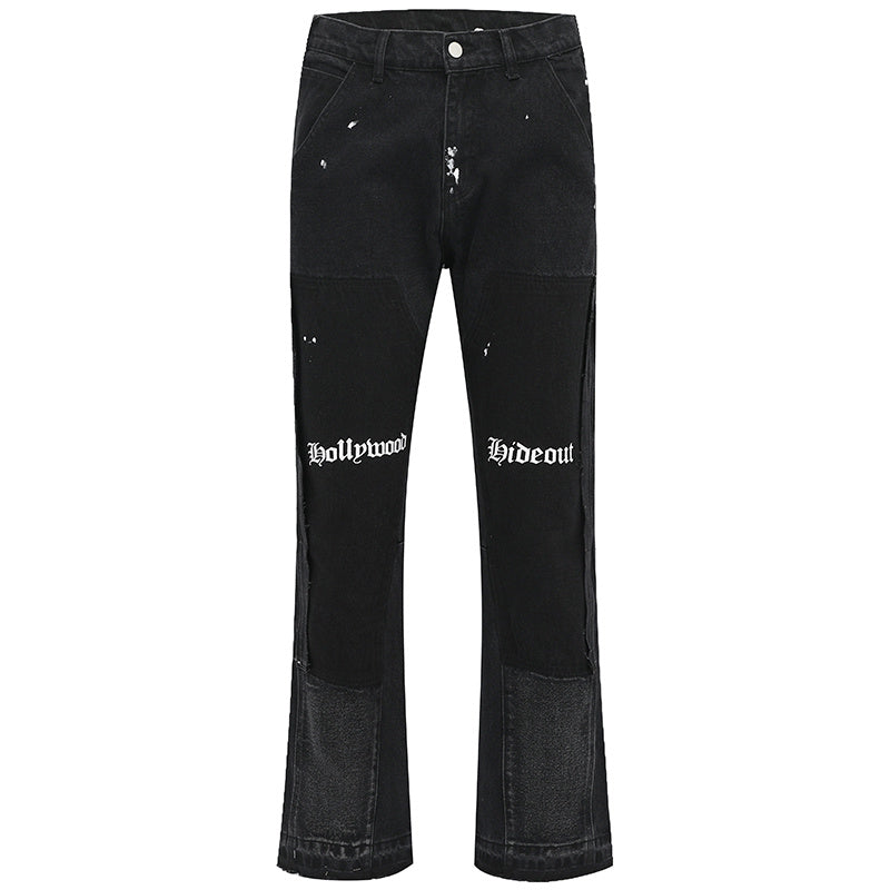 High Street Heavy Wash Water To Make Old Color Flared Pants Man - Clothing Personality