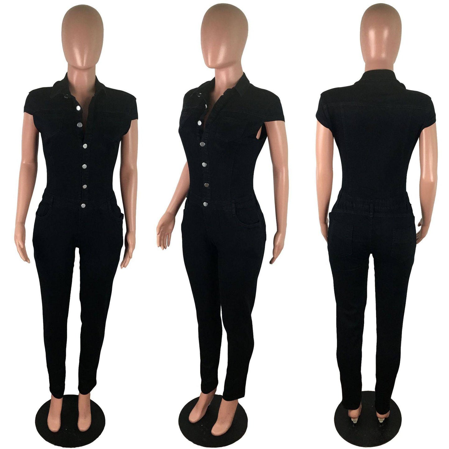 Her Subtly Sexy Black Denim Jumpsuit - Clothing Personality