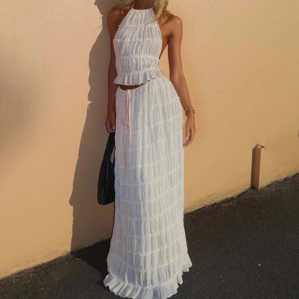 2-Piece Swing Skirt Outfit - Boho Chic - Sheer Outfit - Clothing Personality