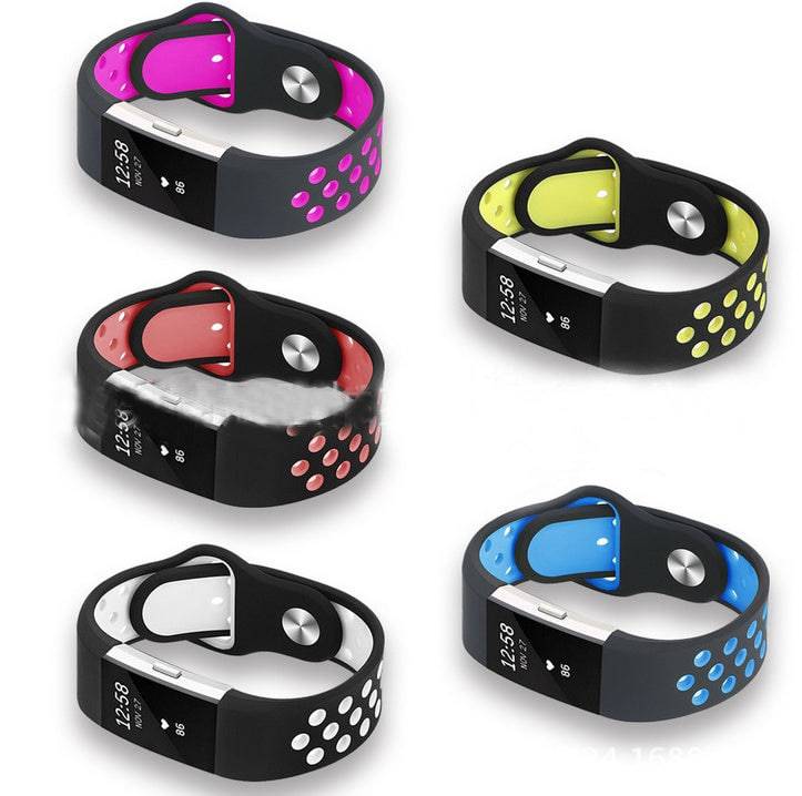 Fitbit Strap Charge2 Monochrome Round Hole Silicone Strap - Clothing Personality