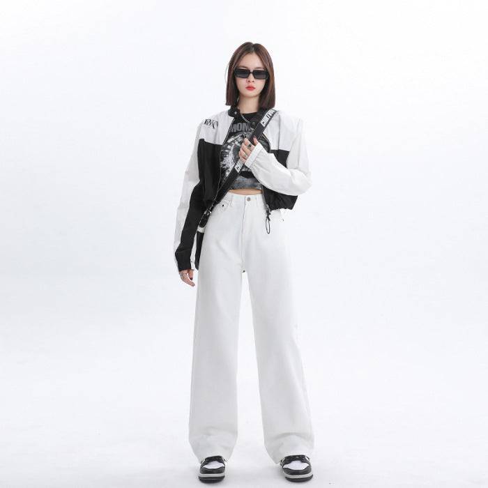 Spring And Autumn New Style White Wide Leg Jeans Women's Loose Straight - Clothing Personality