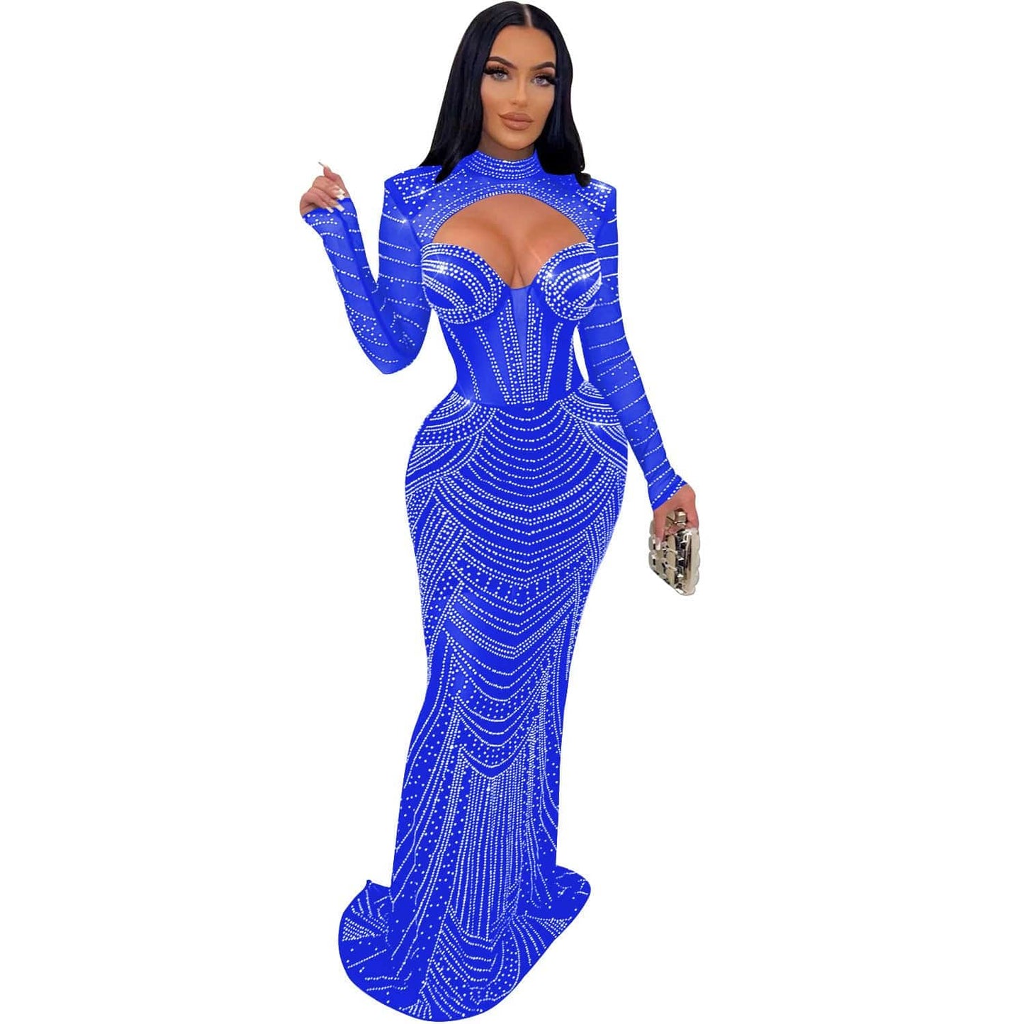 Mesh Long Sleeve Ladies' Dress - Clothing Personality